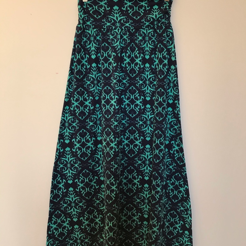 Navy Teal Maxi Skirt, Soft Flowy Stretchy Fun!